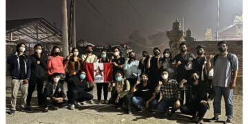 Peduli Sesama, GMNI Hukum Unud Bagikan Masker ke Masyarakat Sekitar TPA Suwung