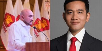 De Gadjah dan Gibran Rakabuming Raka. Kolase