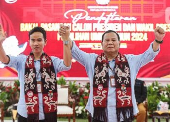 Pasangan Capres-cawapres Prabowo-Gibran saat mendaftarkan diri ke KPU RI. Ist