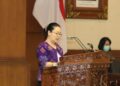 Grace Anastasia Surya Wijaya saat bacakan pandangan umum Fraksi Nasdem, PSI dan Hanura di Sidang Paripurna XII DPRD Bali tahun 2020. Ist