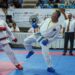 Dr. Ardy Ganggas (Kanan) saat bertarung di laga hiburan kelas veteran di Gendo Law Office Karate 2024