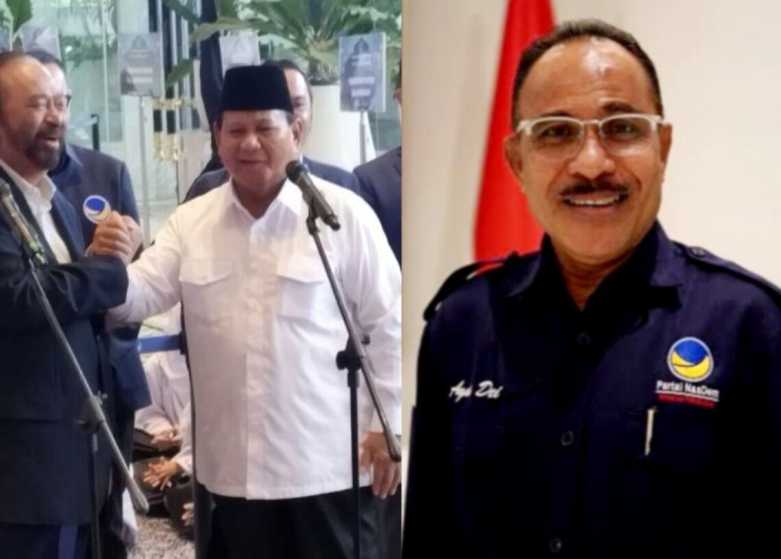 Kolase: Surya Paloh dan Prabowo Subianto berjabatan tangan (kiri) dan Wakil Ketua Bidang Media & Komunikasi Publik DPW Partai NasDem Bali, Dr. Drs. Agus Dei. -IST.