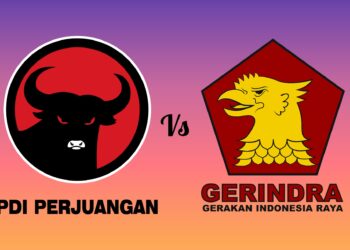 Kolase: Logo PDIP dan Gerindra. -Dokumen Balitopik.com