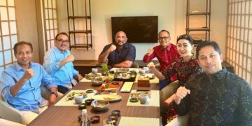 Potret para pimpinan partai (Gerindra-Golkar-Demokrat-PSI-NasDem) saat pertemuan di Renon, Denpasar. -IST.