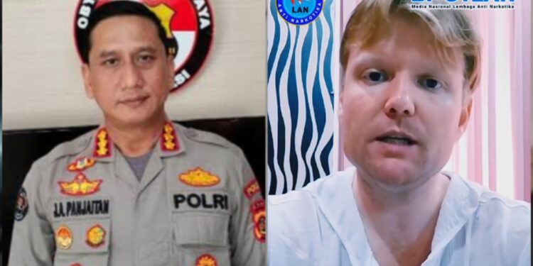 Kolase: Kabid Humas Polda Bali, Kombes Pol Jansen Panjaitan (kiri) dan Arthem Kothukov. -IST