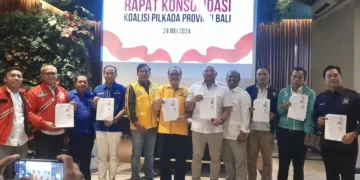 Para pimpinan Partai KIM Plus Bali pendukung Mantra-Mulia. Antara