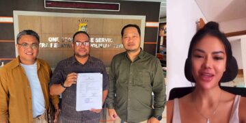 Kolase: Ketua Umum Flobamora Bali, Herman Umbu Billy (tengah) didampingi kuasa hukum dan pemilik akun instagram @psychedelisa.