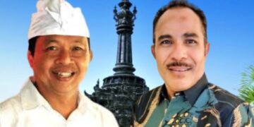 Kolase: Gubernur Bali 2018-2023, Wayan Koster dan penulis, Agus Dei. -Balitopik.com