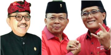 Kolase: Tjokorda Oka Artha Ardana Sukawati, I Wayan Koster dan I Nyoman Giri Prasta. -IST