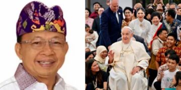 Kolase: Wayan Koster dan Paus Fransiskus. -IST