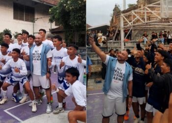 Kolase: De Gadjah saat berfoto bersama tim peserta DBL Bali 2024. -Balitopik.com