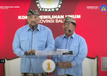 Pasangan Mulia-PAS saat debat perdana. -Tangkap Layar Youtube KPU Bali.