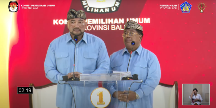 Pasangan Mulia-PAS saat debat perdana. -Tangkap Layar Youtube KPU Bali.
