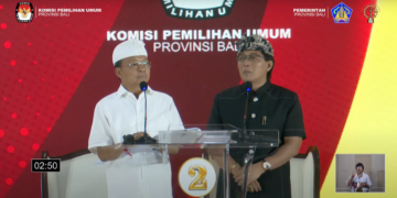 Pasangan Koster-Giri saat debat perdana Pilgub Bali. -Tangkap Layar Youtube KPU Bali