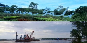 Kolase: Kawasan Ekonomi Khusus (KEK) Kura Kura Bali (atas) dan galian C Pelindo di laut bagian Barat Pulau Serangan. -Balitopik.com