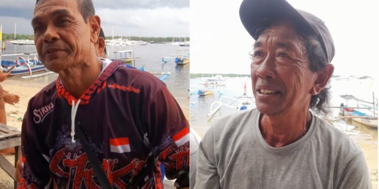Kolase: Nelayan Pulau Serangan, Nyoman Dana (kiri) dan Wayan Kerman. -Balitopik.com