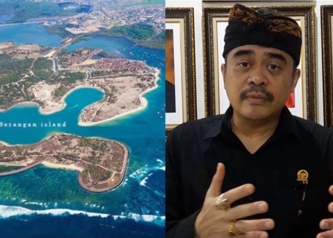 Foto: Kolase Pulau Serangan dan Arya Wedakarna (AWK). -Balitopik.com