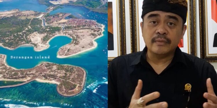 Foto: Kolase Pulau Serangan dan Arya Wedakarna (AWK). -Balitopik.com