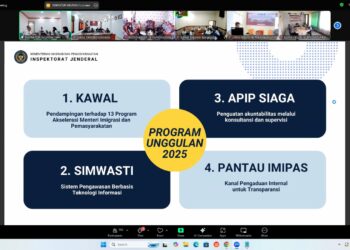 Tangkap layar zoom pengarahan Asta Cita Presiden oleh Inspektur Wilayah I Inspektorat Jenderal Kementerian Imigrasi dan Pemasyarakatan.