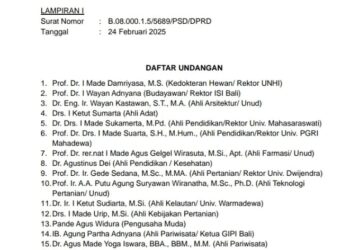 Tangkap layar surat undangan kelompok ahli gubernur Bali periode 2025-2030. -Balitopik.com