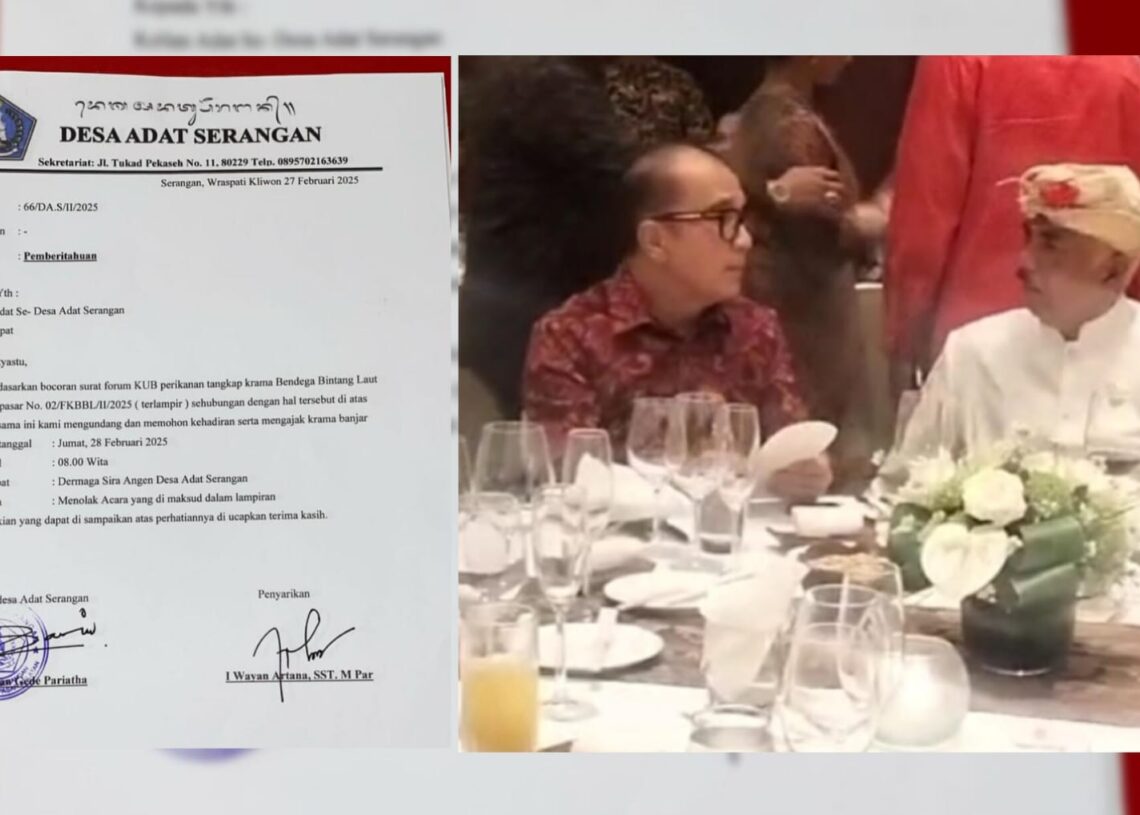 Kolase surat penolakan Jro Bendesa Serangan, Tantowi Yahya dan Ketua MDA Bali Ida Penglingsir Agung Putra Sukahet. -Balitopik.com