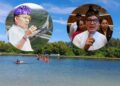Kolase: Gubernur Bali Wayan Koster (kiri) Komisaris Utama PT BTID dengan latar belakang laguna Serangan. -Balitopik.com