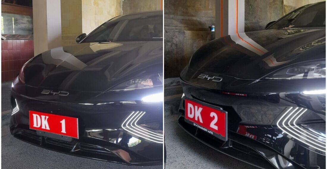 Kolase: Mobil mewah BYD Seal milik Wayan Koster dan Giri Prasta. -Balitopik.com