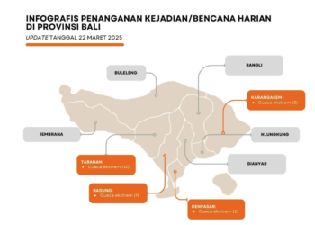 Peta kebencanaan selama cuaca ekstrim di Bali. -BPBD Bali.