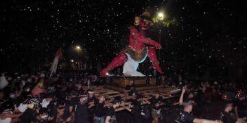 Pawai Ogoh-ogoh menyambut Hari Raya Nyepi Tahun Baru Saka 1944 di Denpasar, Bali, Rabu (2/3/2022). -IST