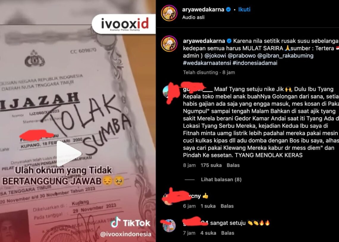 Tangkap layar video viral tolak sumba saat lamar kerja. -@aryawedakarna