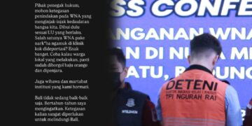 Kolase: Tangkap layar postingan Niluh Djelantik dan WNA inisial MM yang dideportasi. -Balitopik.com