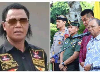 Kolase: Hercules (kiri) Gubernur Bali Wayan Koster (kanan) didampingi Ketua DPRD Bali, Pangdam IX/Udayana Bali dan Kapolda Bali. -IST/Balitopik.com