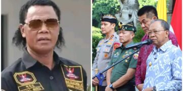 Kolase: Hercules (kiri) Gubernur Bali Wayan Koster (kanan) didampingi Ketua DPRD Bali, Pangdam IX/Udayana Bali dan Kapolda Bali. -IST/Balitopik.com