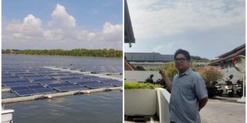 Kolase: PLTS Apung Muara Tukad dan PLTS yang terpasang di Padma Resort Legian. -Balitopik.com