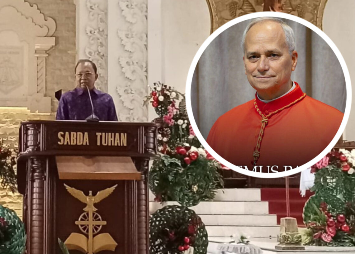 Gubernur Bali Wayan Koster saat silaturahmi dengan umat katolik di Gereja Katederal Keuskupan Denpasar pada 1 Januari 2025. -Dok/Balitopik.com