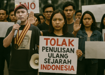 Ilustrasi penolakan penulisan ulang sejarah Indonesia. -Dok/Balitopik.com