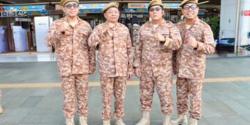 Walikota Denpasar, I Gusti Ngurah Jaya Negara, dan Wakil Walikota, I Kadek Agus Arya Wibawa bersama Gubernur Bali, Wayan Koster serta Wakil Gubernur Bali, I Nyoman Giri Prasta saat mengikuti kegiatan Retreat Kepala Daerah Gelombang II. -IST