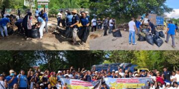 Perhimpunan Masyarakat Lembata (Permata) Bali saat aksi bersih pantai di kawasan Tanjung Benoa. -Balitopik.com