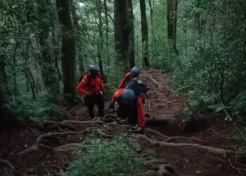 Tim SAR saat melakukan encarian terhadap 4 pendaki yang tersesat. -Balitopik.com