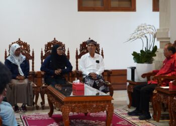 Ketua IWO Bali Tri Widiyanti didampingi pengurus saat beraudiensi dengan Gubernur Bali, Wayan Koster. -Dok/IwoBali