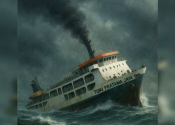 Ilustrasi KMP Tunu Pratama Jaya tenggelam. -Balitopik.com
