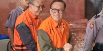 Mantan Wamenaker Immanuel Ebenezer saat ditetapkan jadi tersangka. -IST/Balitopik.com