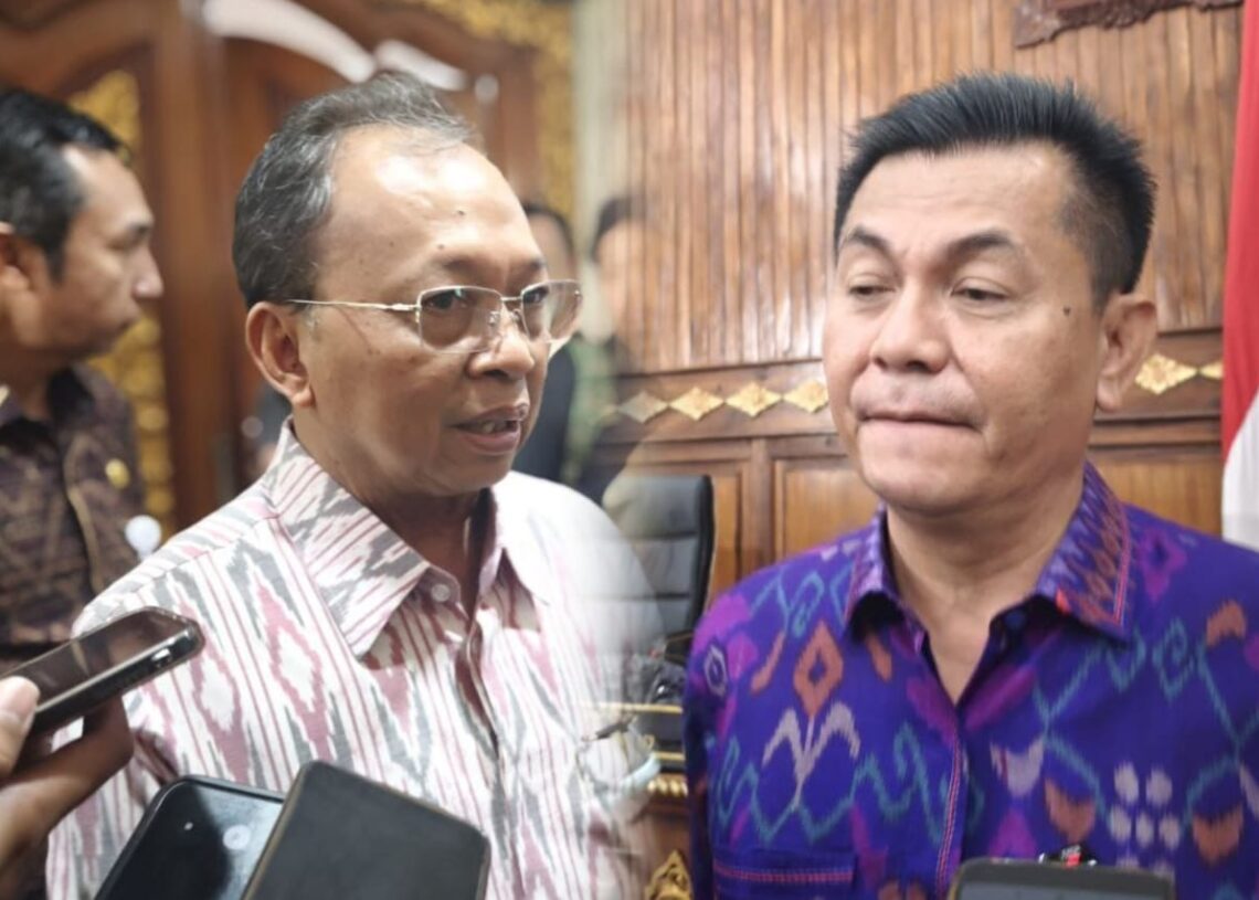 Gubernur Bali Wayan Koster (kiri) dan Ketua DPRD Bali Dewa Jack. -Balitopik.com