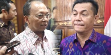 Gubernur Bali Wayan Koster (kiri) dan Ketua DPRD Bali Dewa Jack. -Balitopik.com