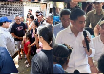 Kolase: Prabowo Subianto dan Gibran Rakabung Raka saat meninjau banjir di Bali. -IST/Balitopik.com