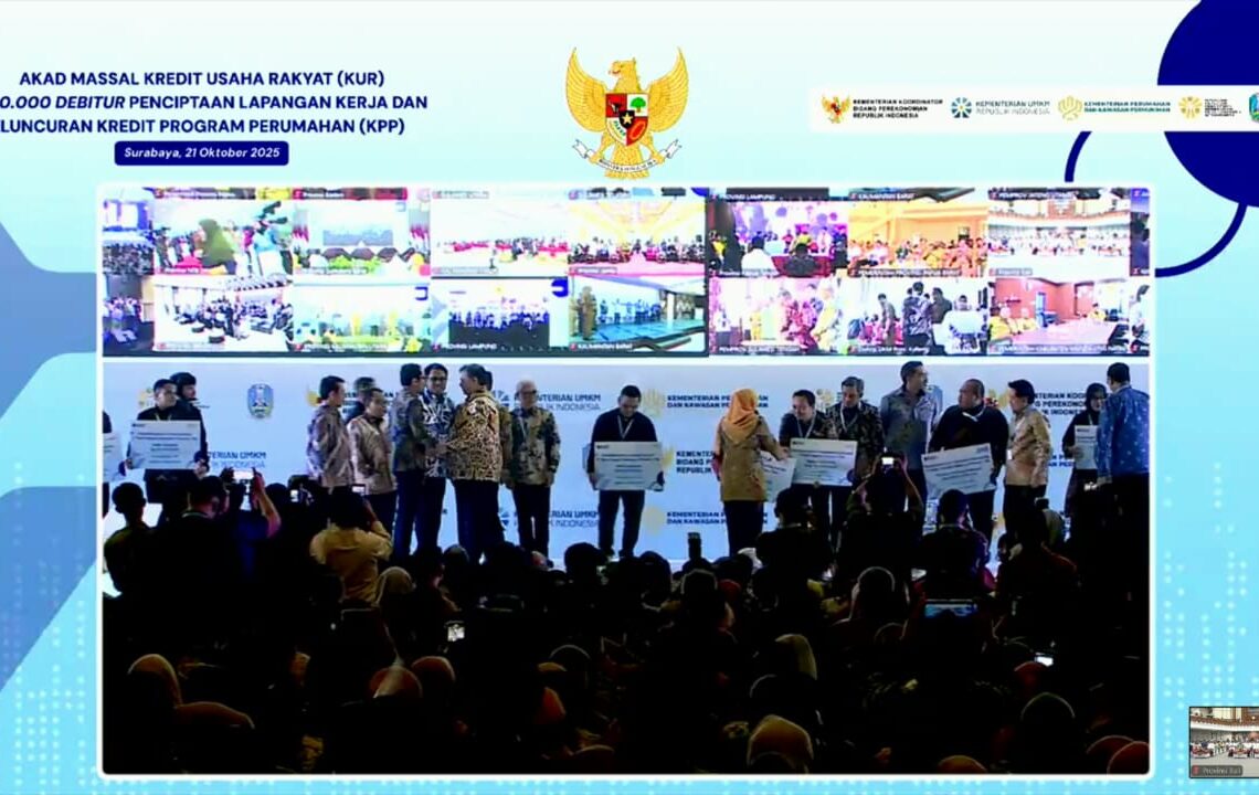 Tangkap layar kegiatan daring Akad Massal Kredit Usaha Rakyat. -Balitopik.com