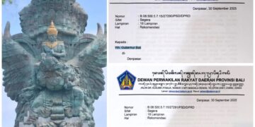 Kolase: Surat rekomendasi DPRD Bali kepada Gubernur Bali dan Bupati Badung dan Patung GWK. -Dok/Balitopik.com