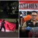 Polisi saat konferensi pers penangkapan terhadap dua pelaku yang mencoret bendera merah putih di Jembrana. -IST