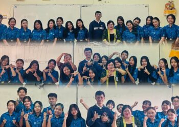 Foto bersama para siswa kelas XII SMK Saraswati 1 Denpasar usai mengikuti tes. -BALITOPIK.COM