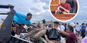 Ribuan warga Alor membersihkan sampah di Pantai Jerman Bali